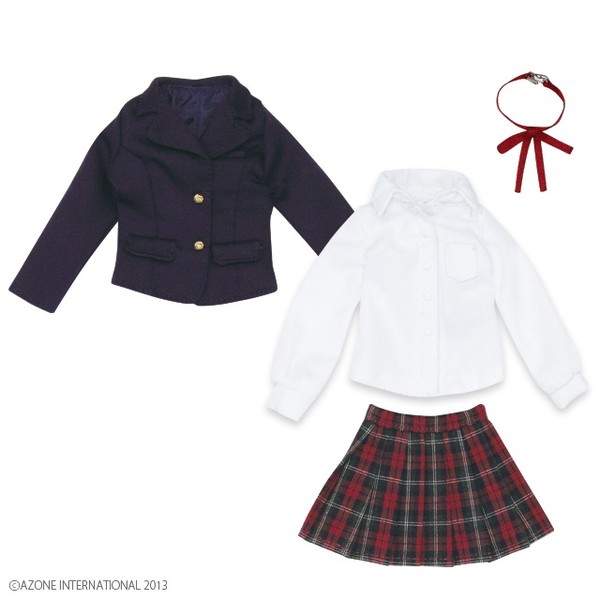 St. Portoldam High School Winter Uniform Set (Navy x Red Check), Azone, Accessories, 1/6, 4580116040740